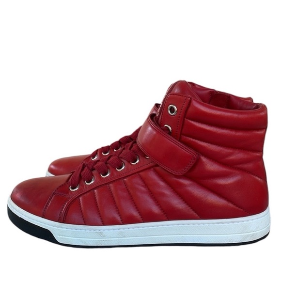 Prada Mens Leather High Top Sneakers Shoes - Picture 13 of 13